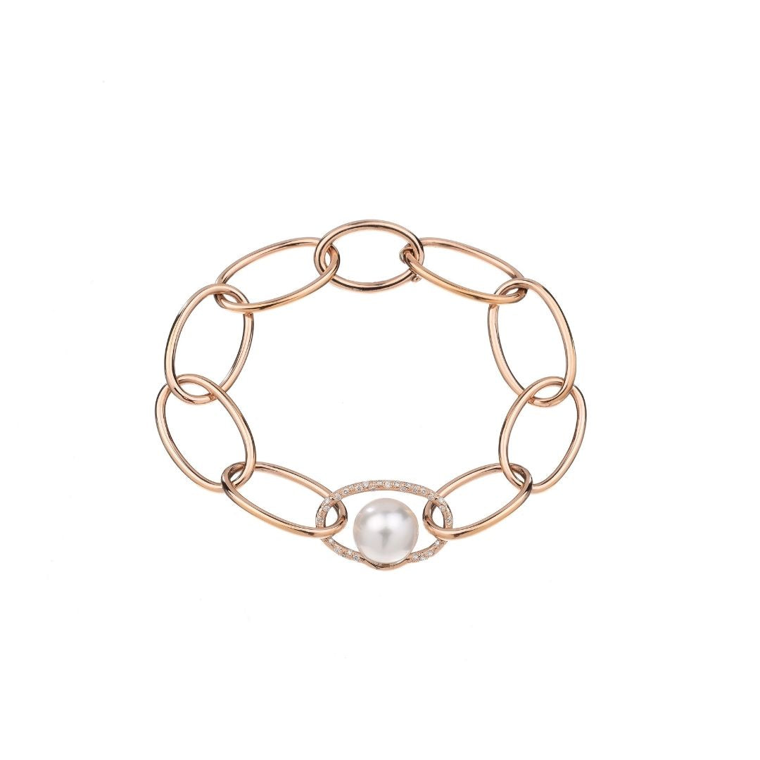 MIMI Bracciale Oro Rosa 18k con Perla South Sea e Diamanti