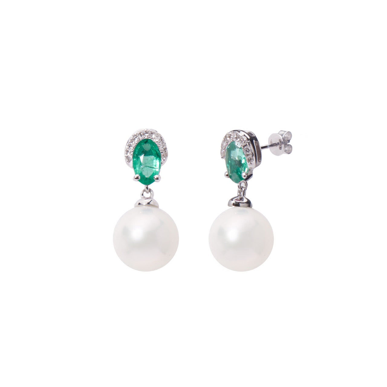 MIMI Orecchini in Oro Bianco, Diamanti, Perle Akoya e Zaffiri blu Zaffiri blu