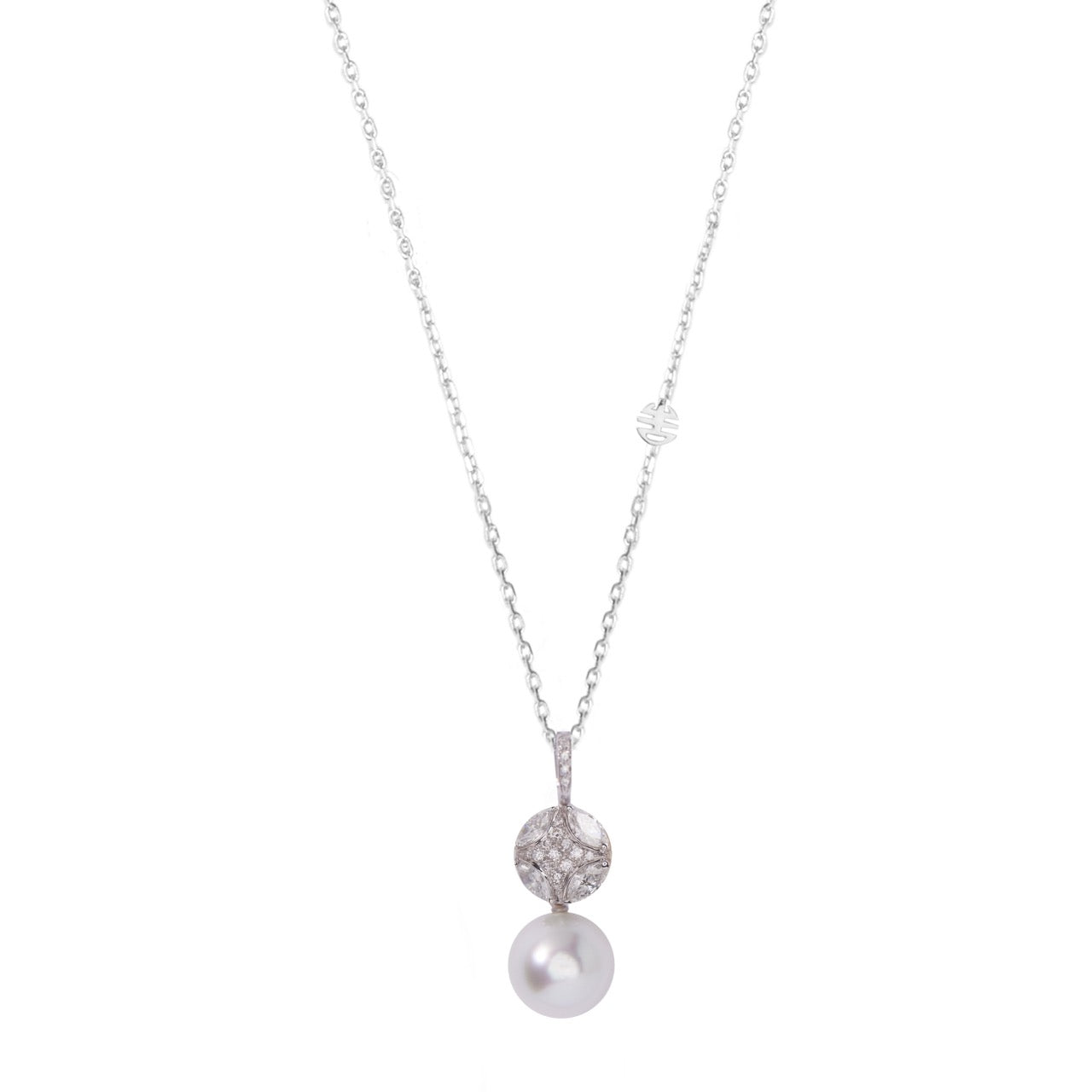 MIMI Pendente Milano in Oro Bianco, Diamanti e Perla South Sea