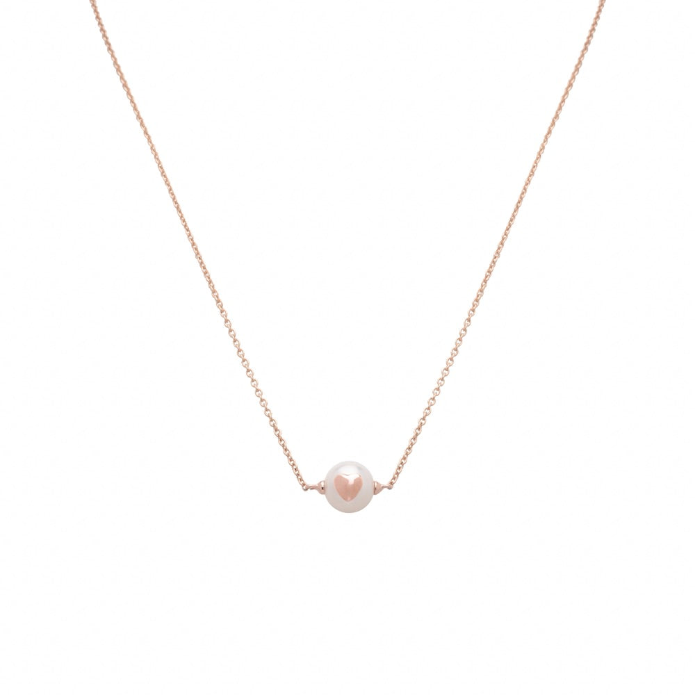 MIMI Pendente Les lulu in Oro e Perla Freshwater bianca- cuore