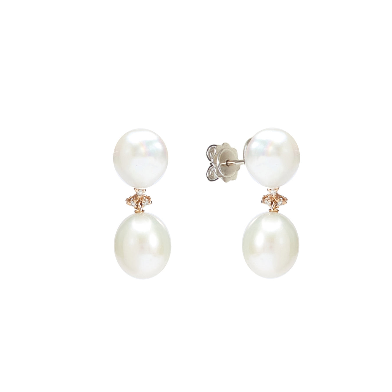 Set 3 Paia Orecchini A Borchia Perla Bianca | Vetro Simulato Con Finitura Oro | 10mm 8mm 6mm | Gioielli Eleganti Per Sposa E Damigella