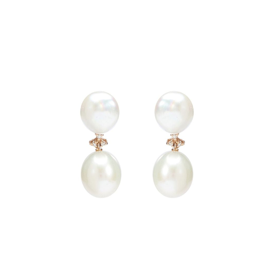 MIMI Orecchini Blanche in argento e oro con perle barocche bianche e diamanti