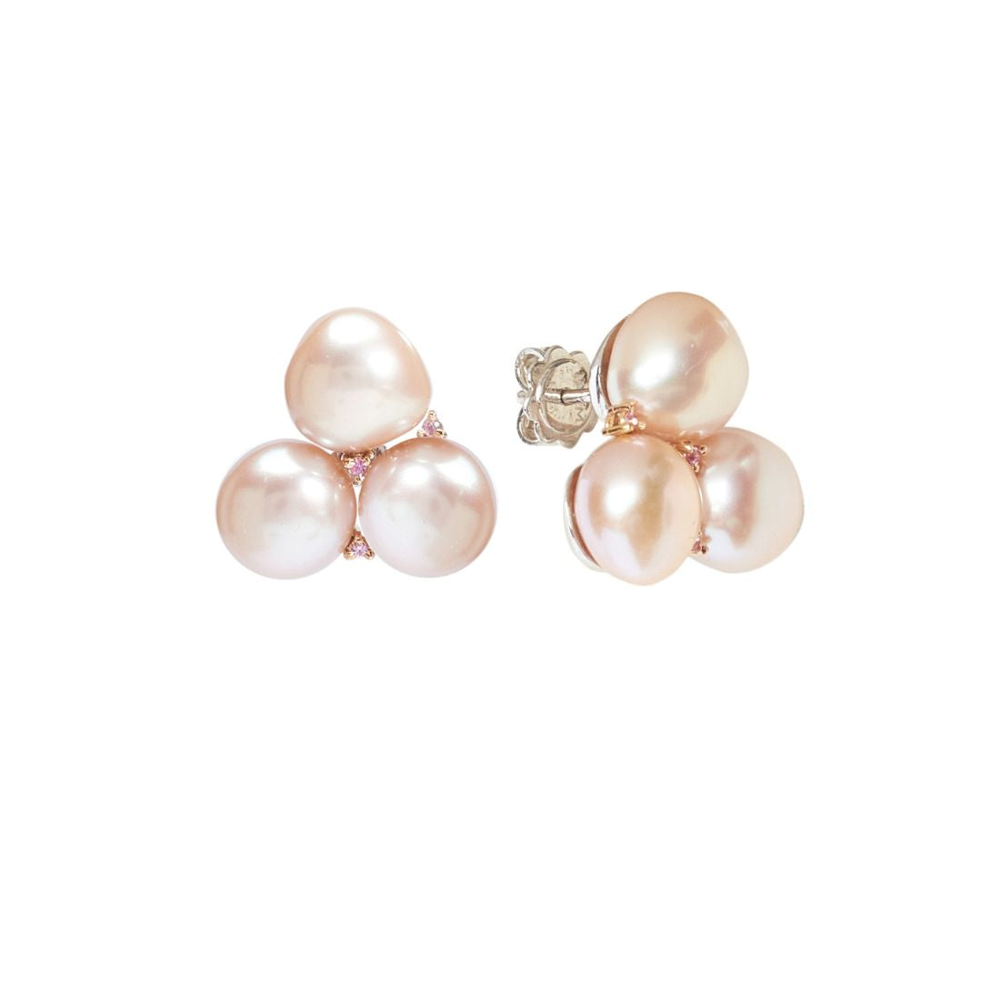 Orecchini pendenti argento 925 oro rosa rosario perle e stella | PoNaNa
