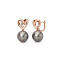 Love Knot earrings with black Tahitian pearls