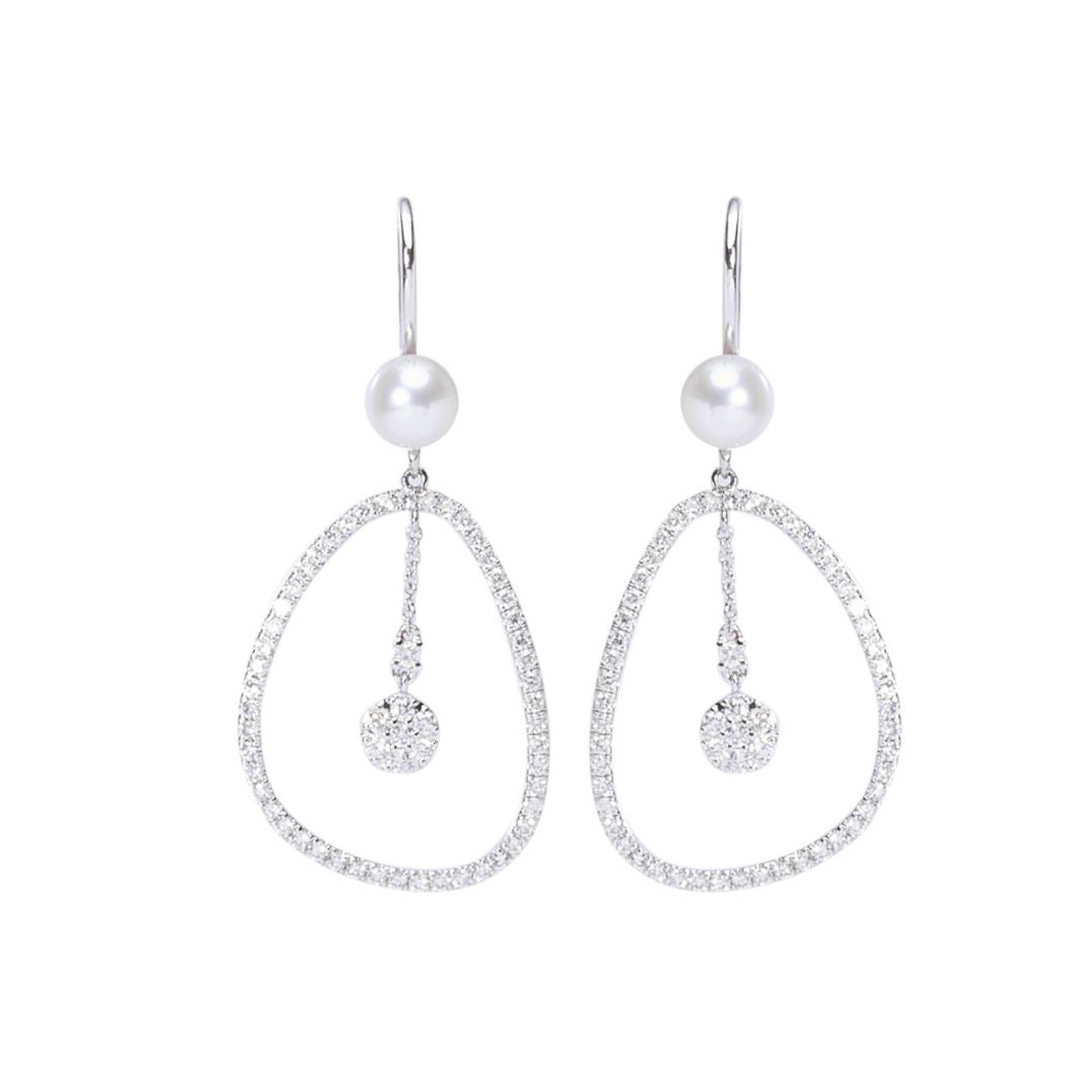 MIMI Orecchini Vivienne in oro rosa e bianco con perle Akoya e diamanti