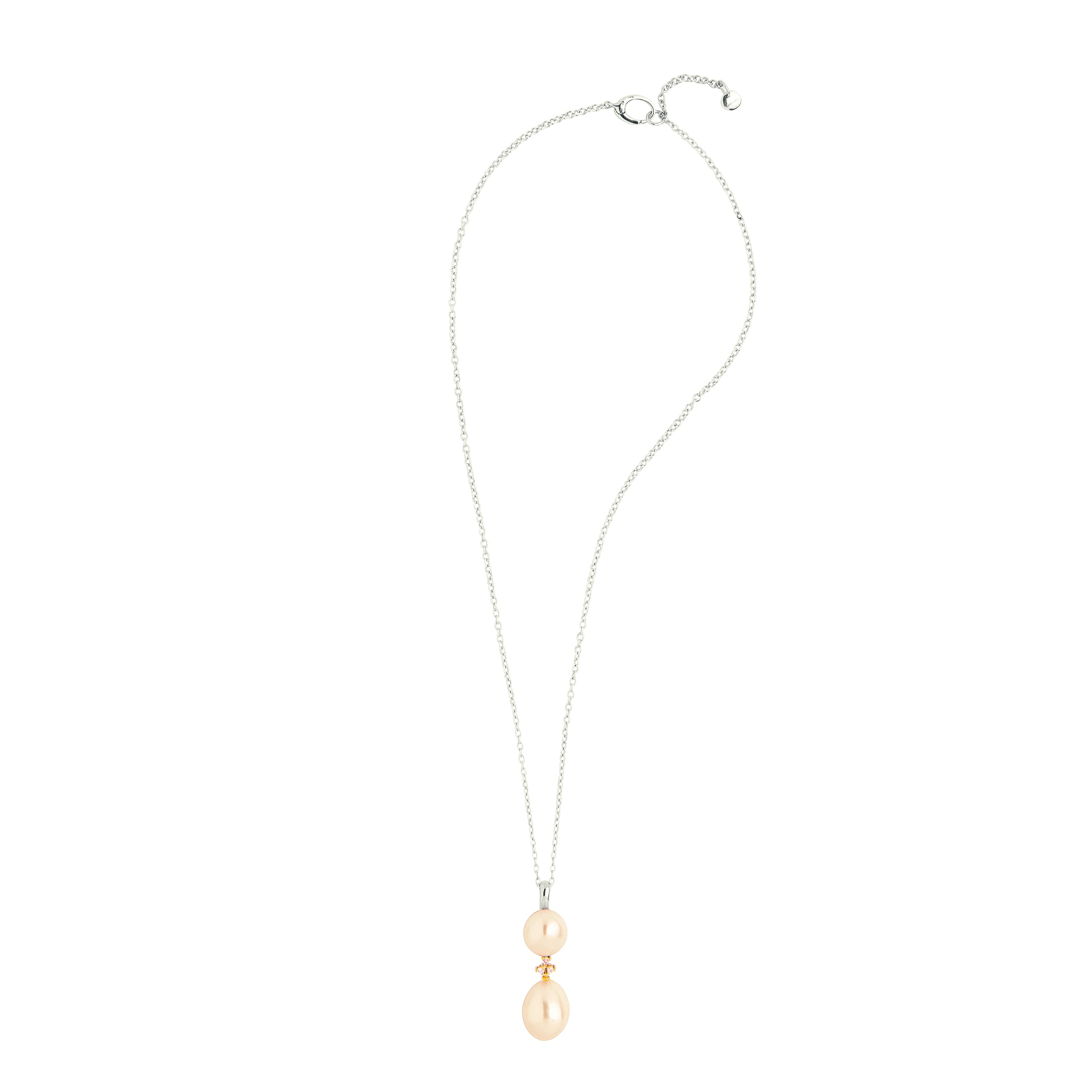MIMI Pendente Blanche in argento e oro con perle barocche rosa e zaffiri rosa