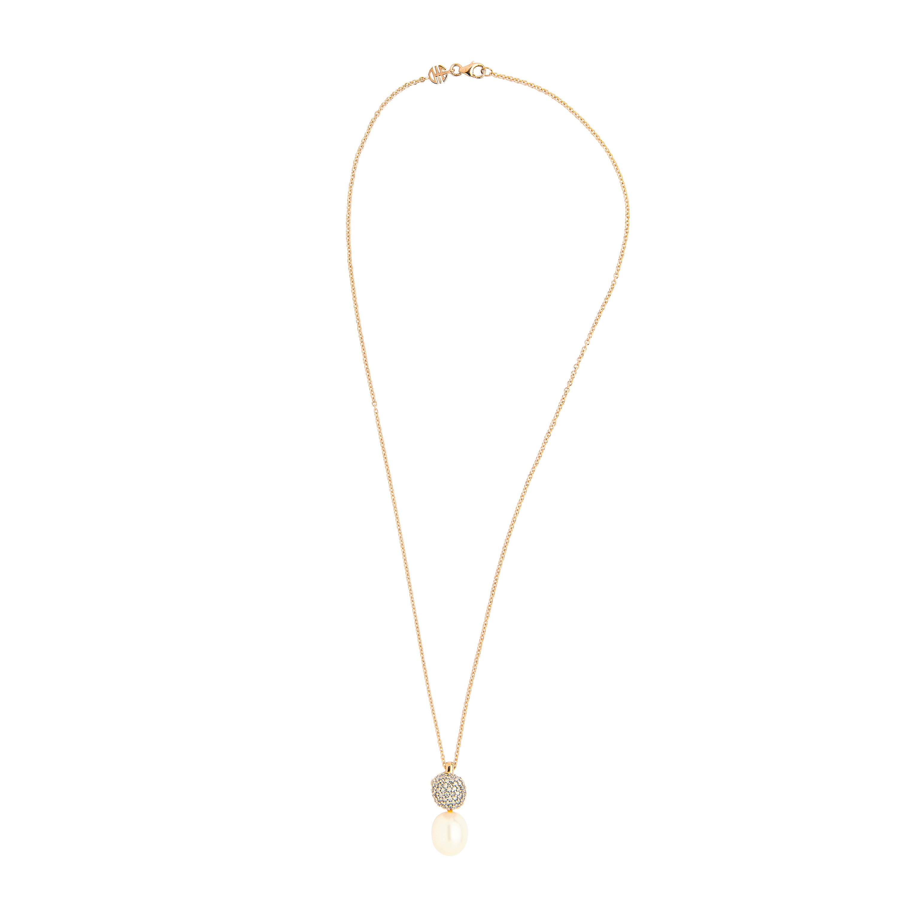 MIMI Pendente Blanche in oro rosa con perla barocca bianca e diamanti