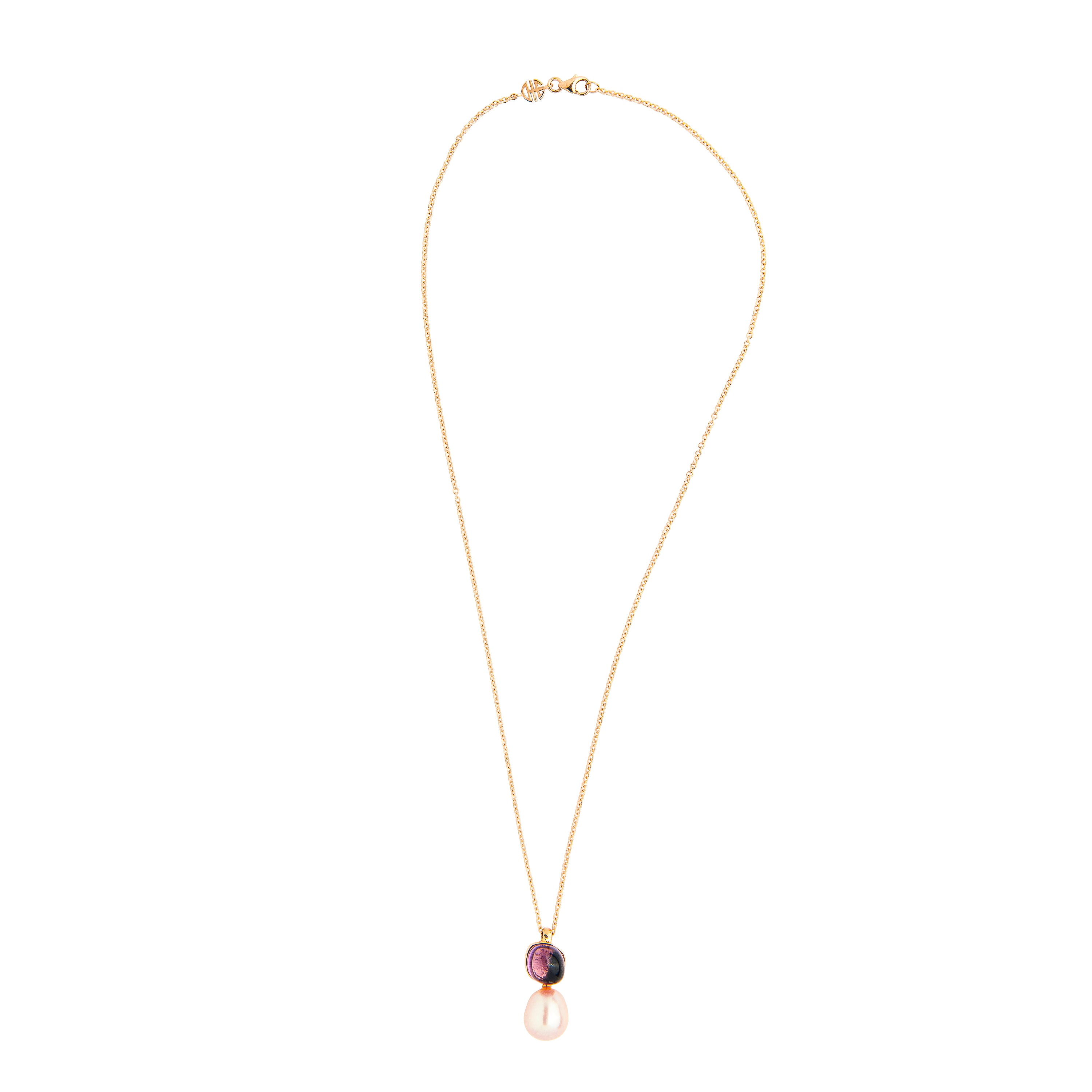 MIMI Pendente Blanche in oro rosa con perla barocca viola e ametista