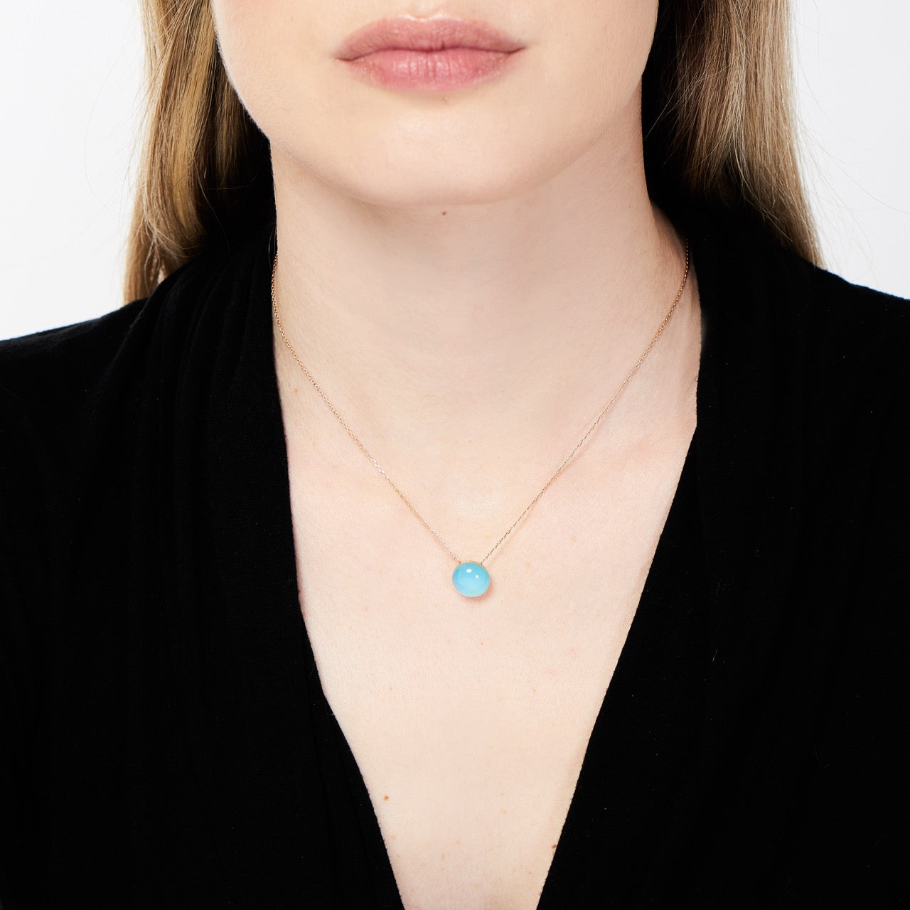 MIMI Pendente Big Bang in Oro e Agata Azzurra