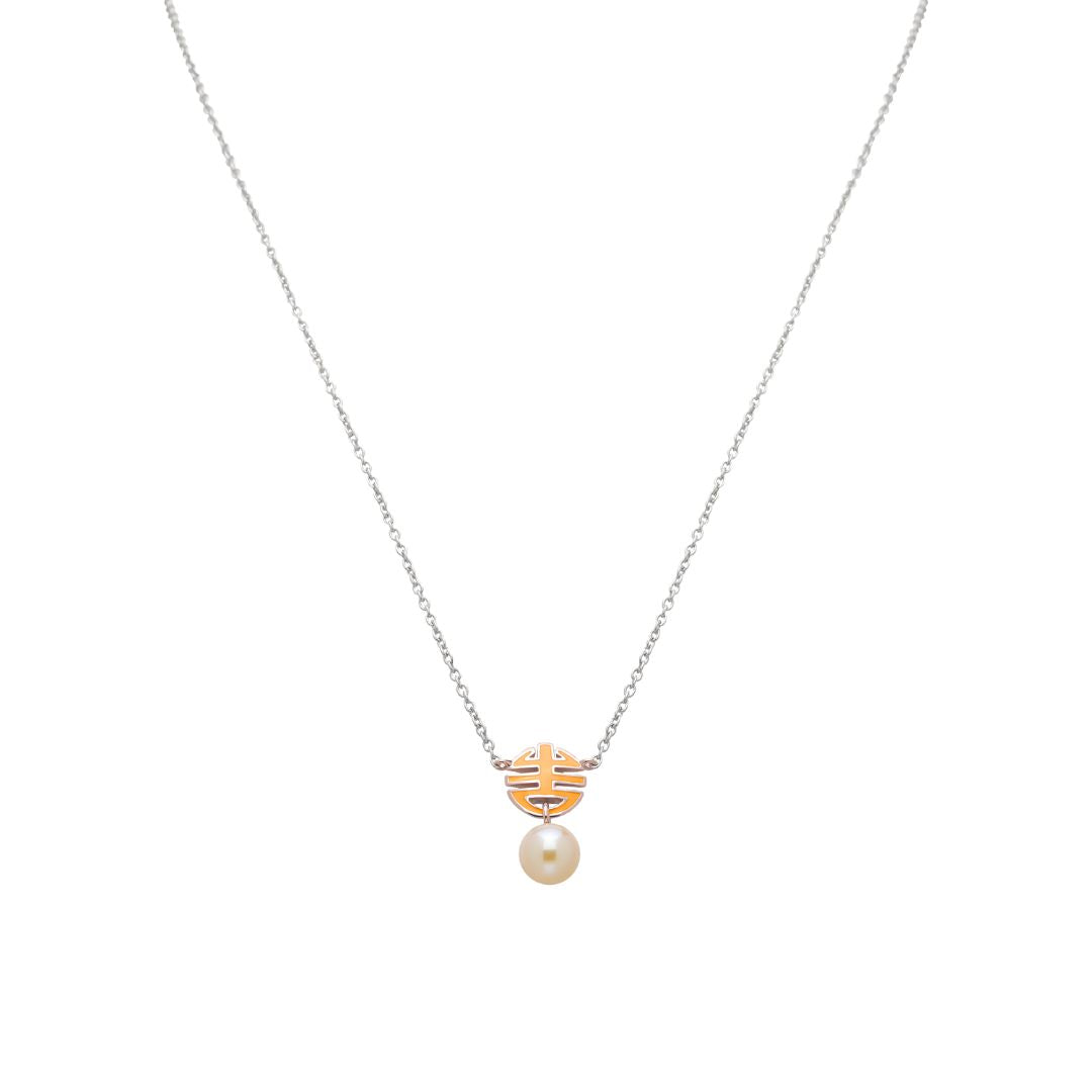 MIMI Pendente Ognibene con perla e smalto giallo arancione