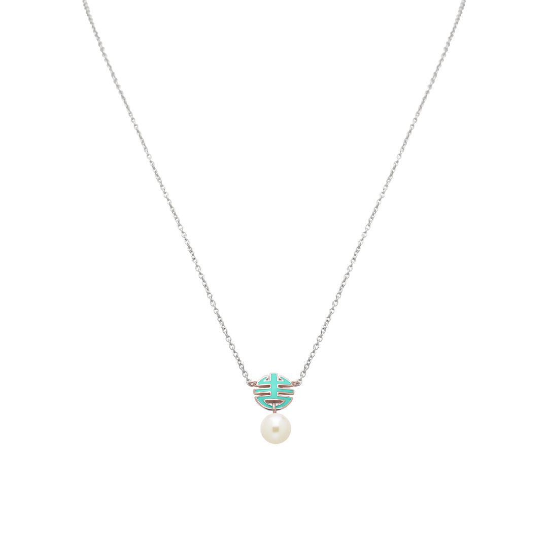 MIMI Pendente Ognibene con perla e smalto giallo verde acqua