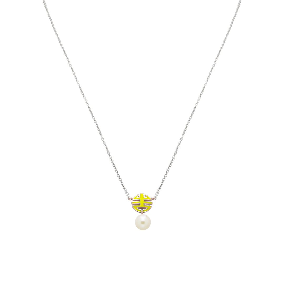 MIMI Pendente Ognibene con perla e smalto giallo giallo