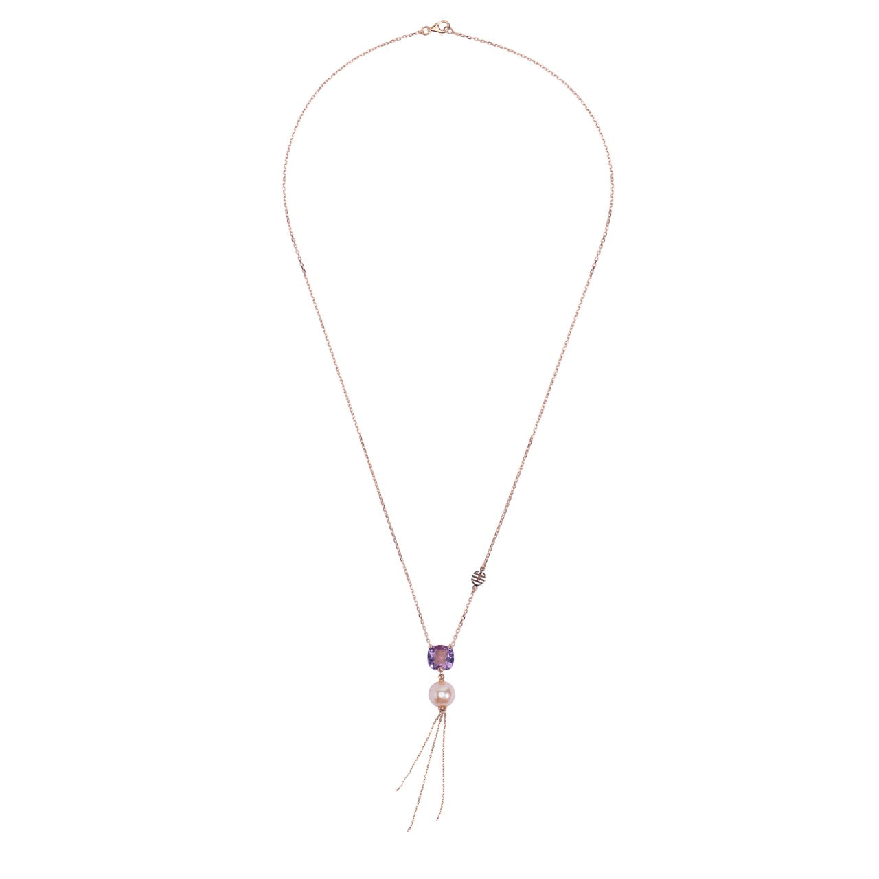 MIMI Pendente Shanti in Oro, Ametista e Perla Freshwater viola