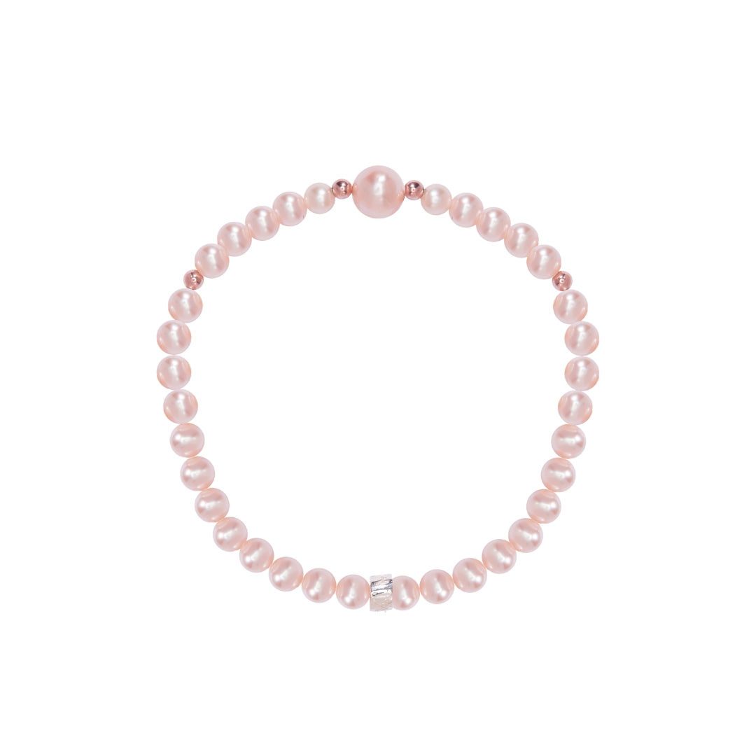 MIMI Bracciale elastico con pietre naturali colorate e perle freshwater perle viola