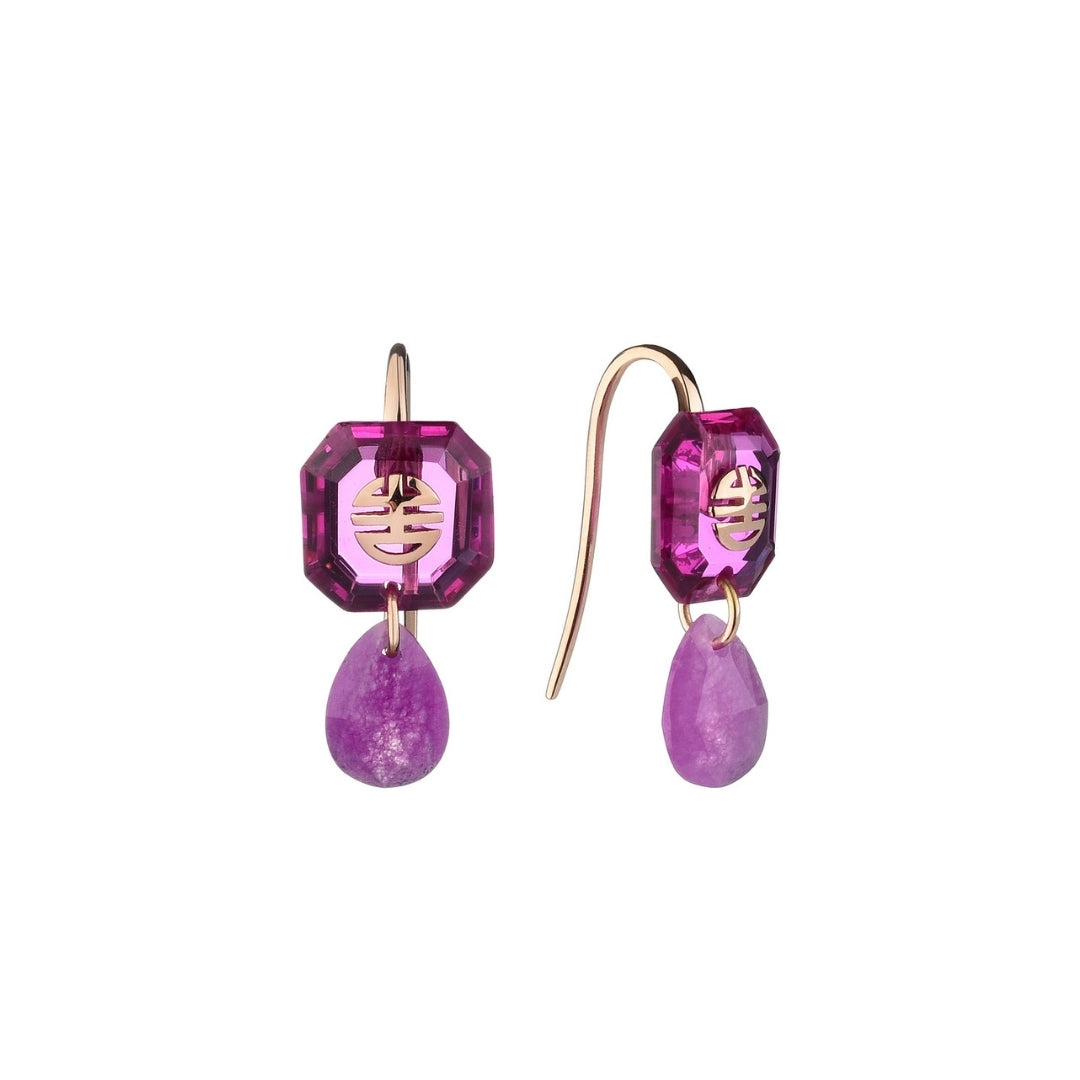 Orecchini Dna Zaffiro rosa e Giada lavanda