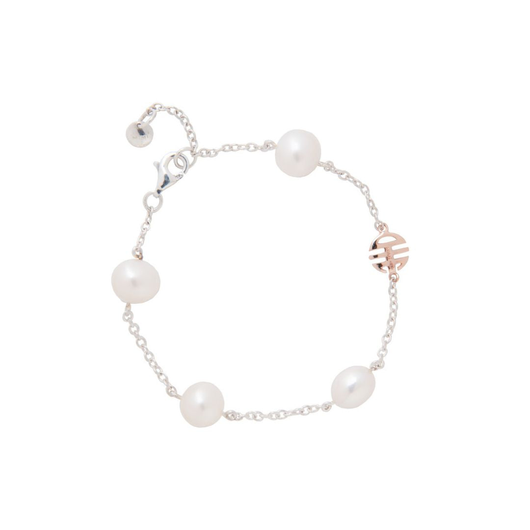 MIMI Bracciale Nagai con Perle e Oro Rosa Bianche