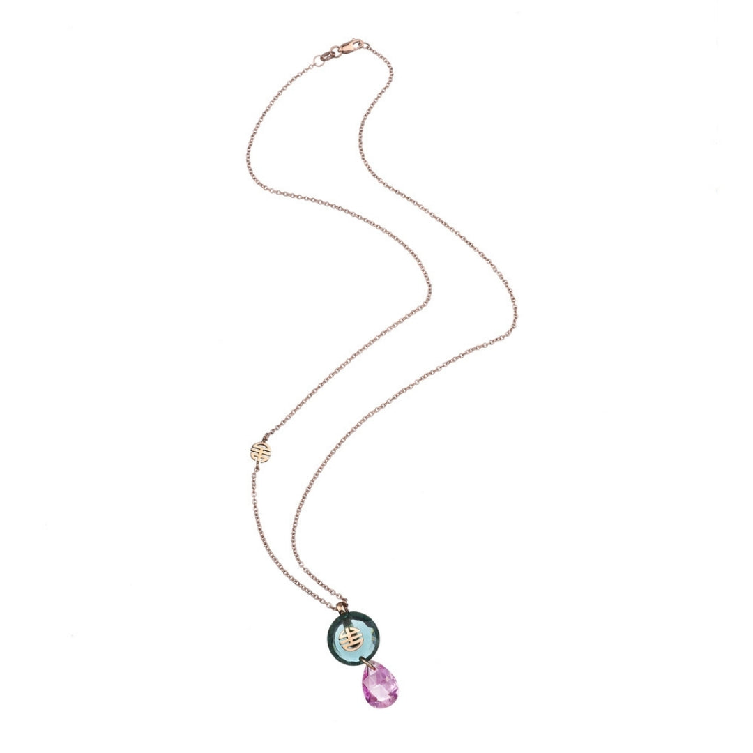 Pendente Dna Zaffiro rosa e Giada lavanda