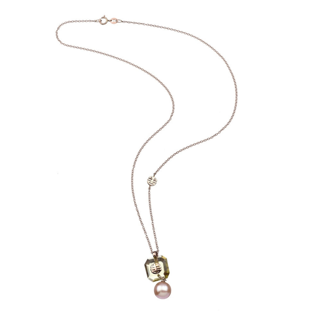 Pendente Dna Quarzo Green e Perla