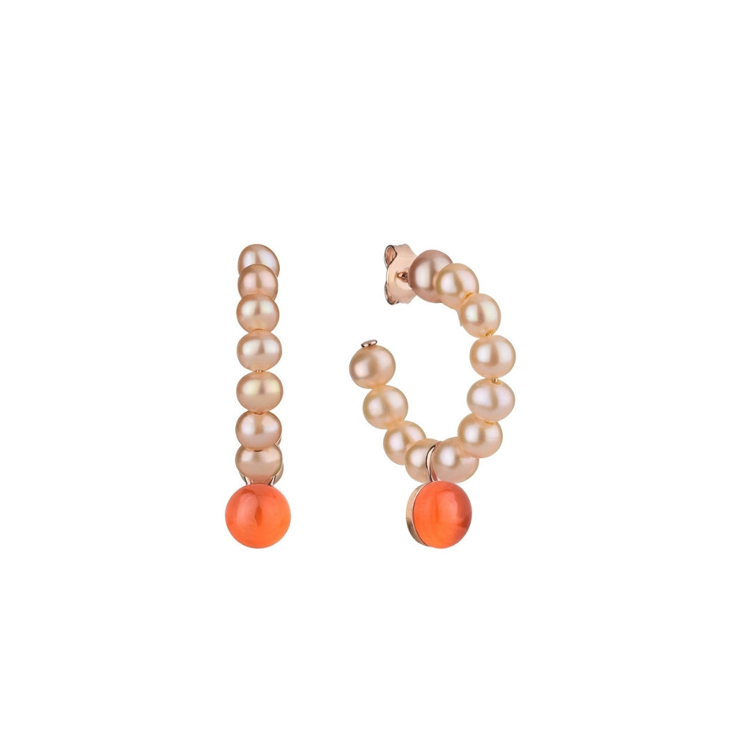 Orecchini  a cerchio Zabette con perle e pietra arancione