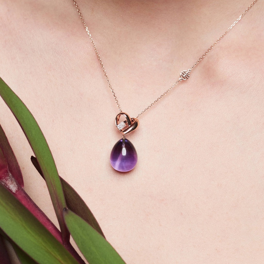 MIMI MILANO Pendente Love Knot con ametista e diamanti