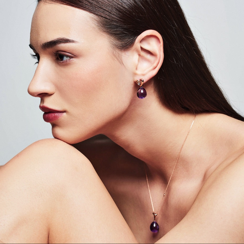 MIMI MILANO Orecchini Love Knot con ametista e diamanti