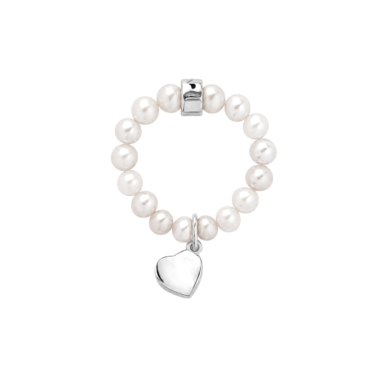 Elastica Heart ring with white pearls — MIMÍ Milano