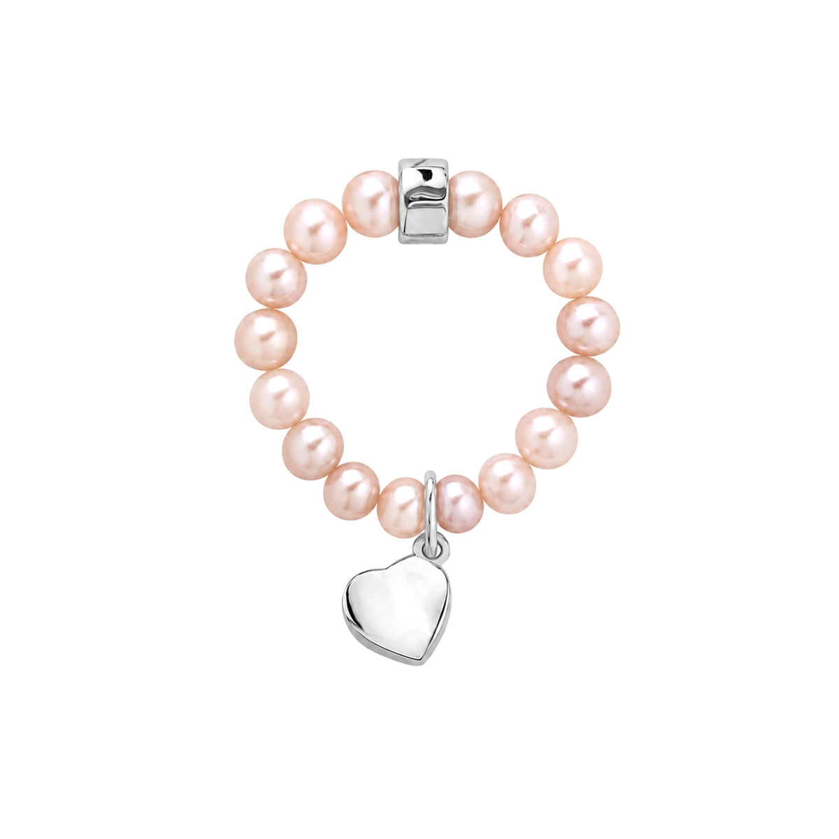 Elastica Heart ring with pink pearls — MIMÍ Milano