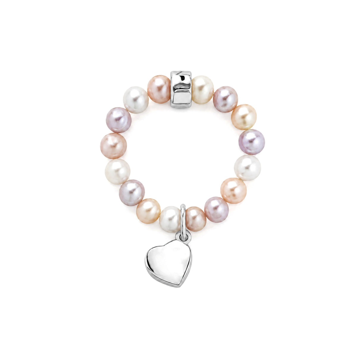 Elastica Heart ring with multicolour pearls — MIMÍ Milano