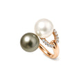 Anello Milano Contrarié perla South Sea bianca e perla Tahiti