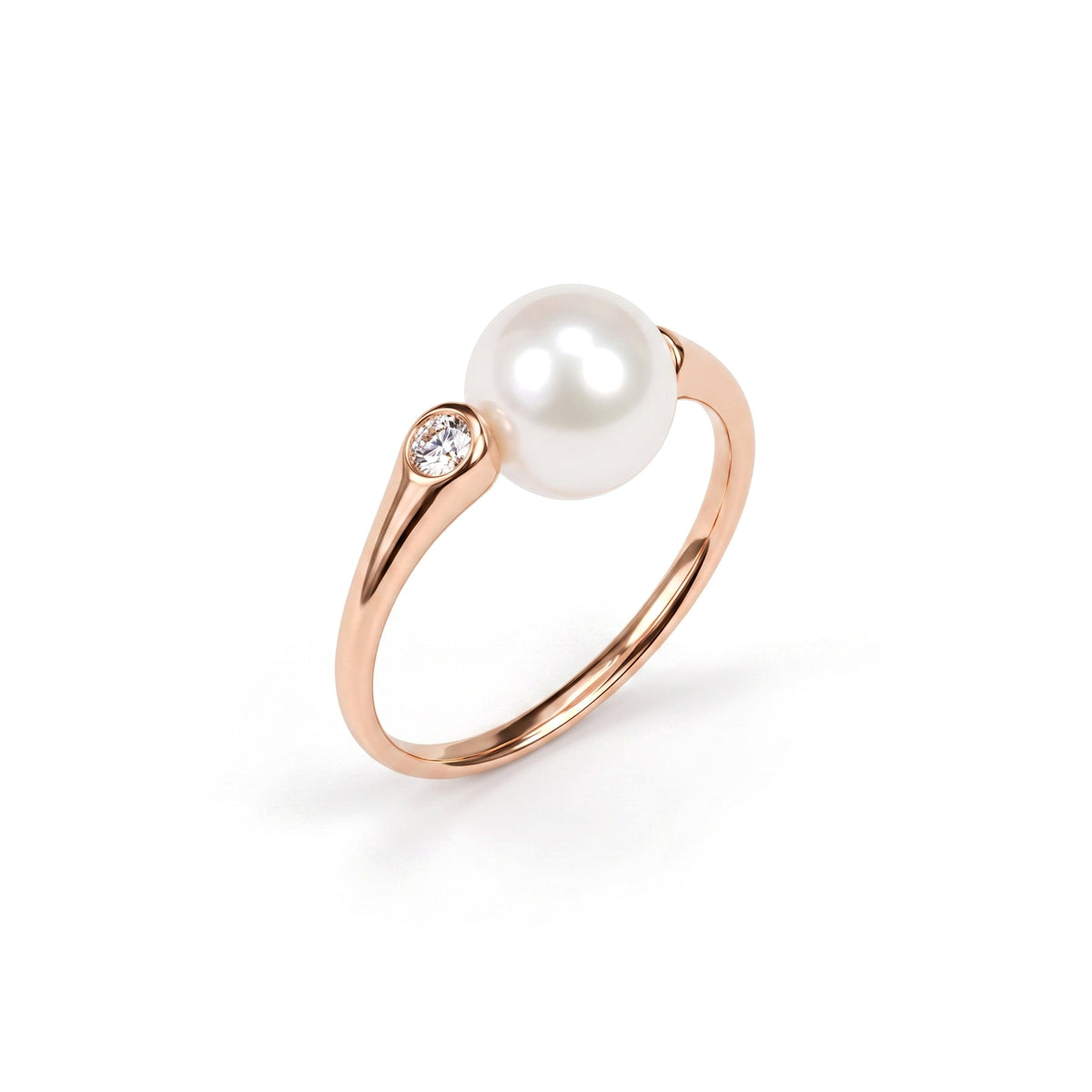 Solitaire ring with Akoya pearl (0.05 ct) — MIMÍ Milano