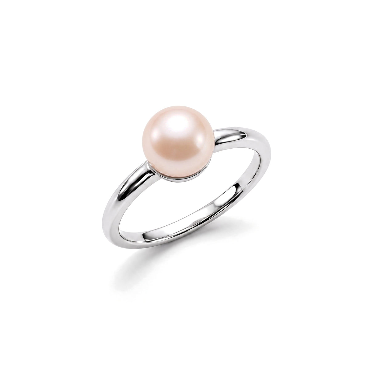 Solitaire ring with pink pearl in 925 silver — MIMÍ Milano