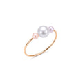 Anello due perle multicolor