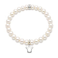 Crown bracelet with white pearls