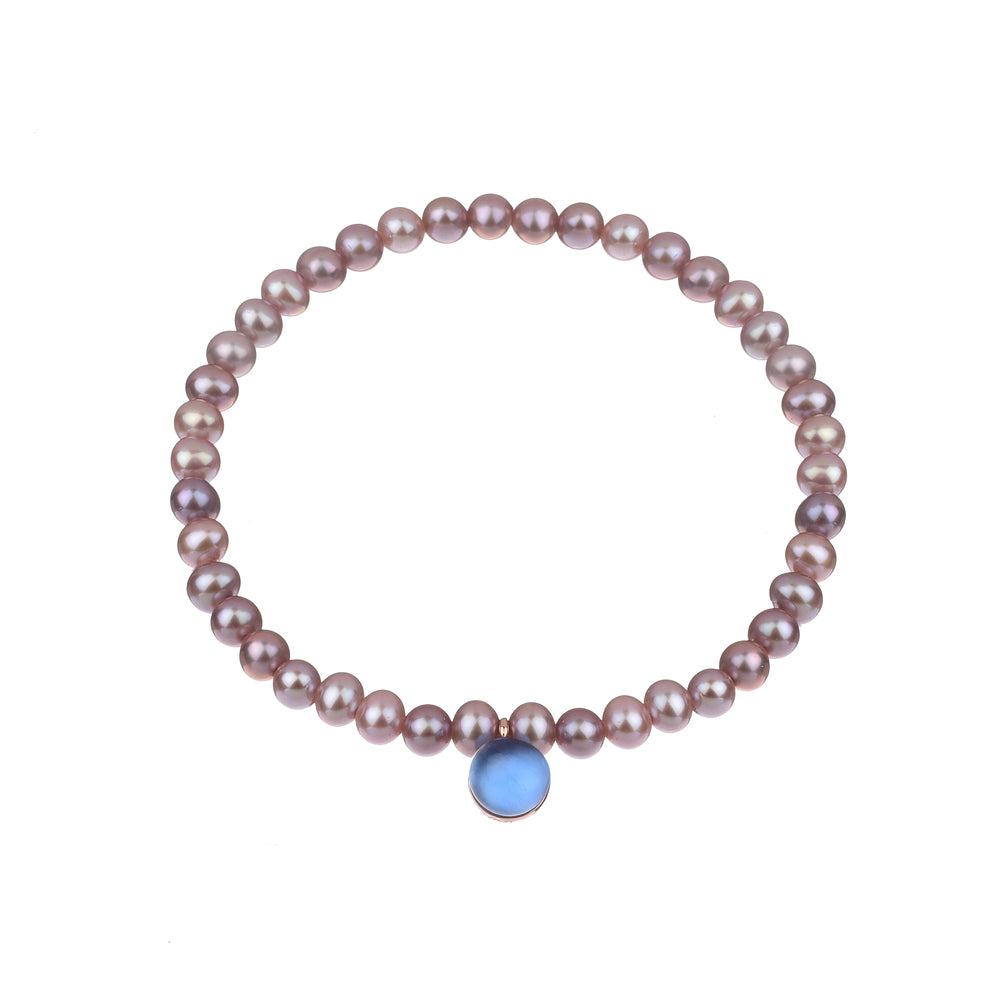 MIMI Bracciale Zabette con perle e doppietta verde azzurro