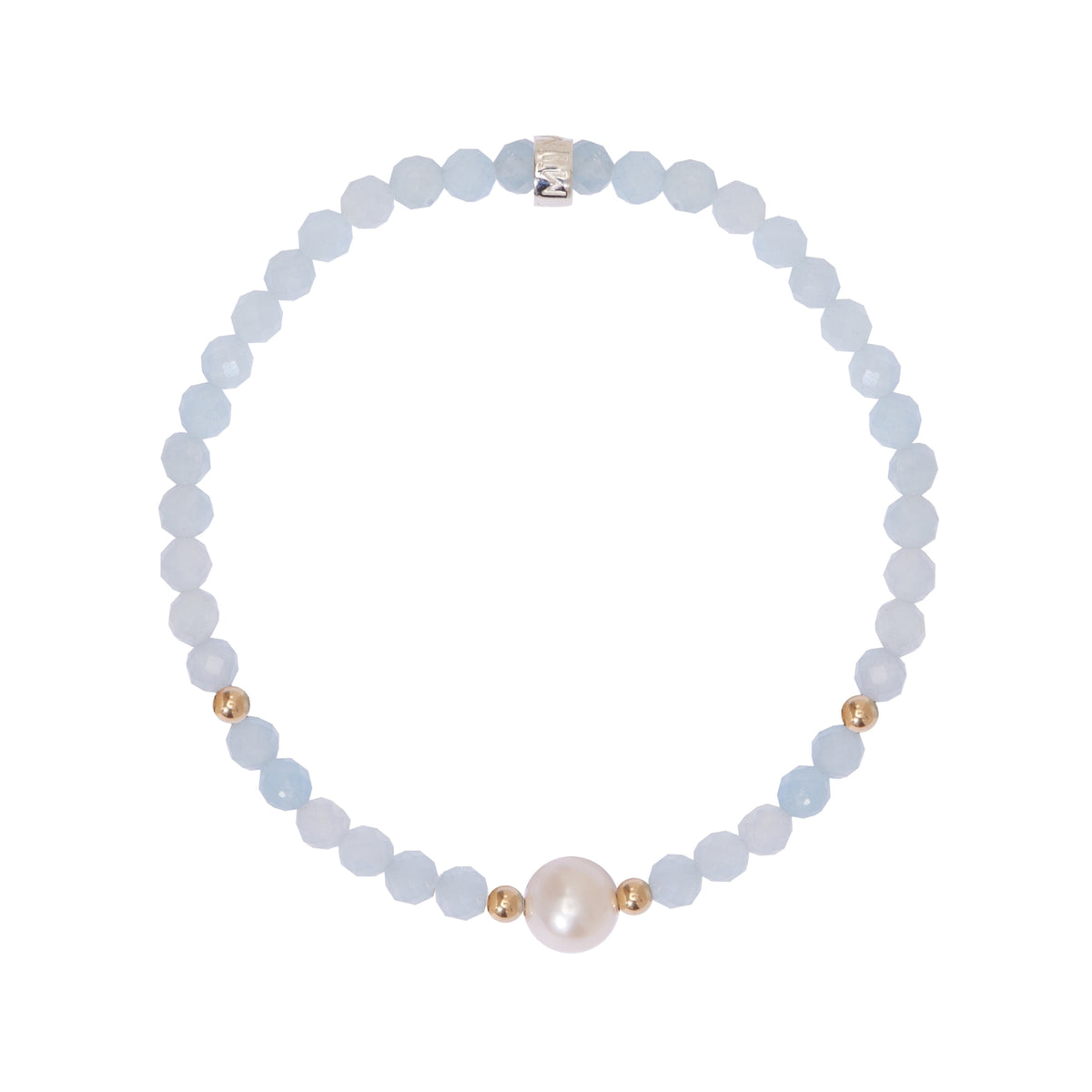 Bracciale perla bianca e acquamarina — MIMÍ Milano