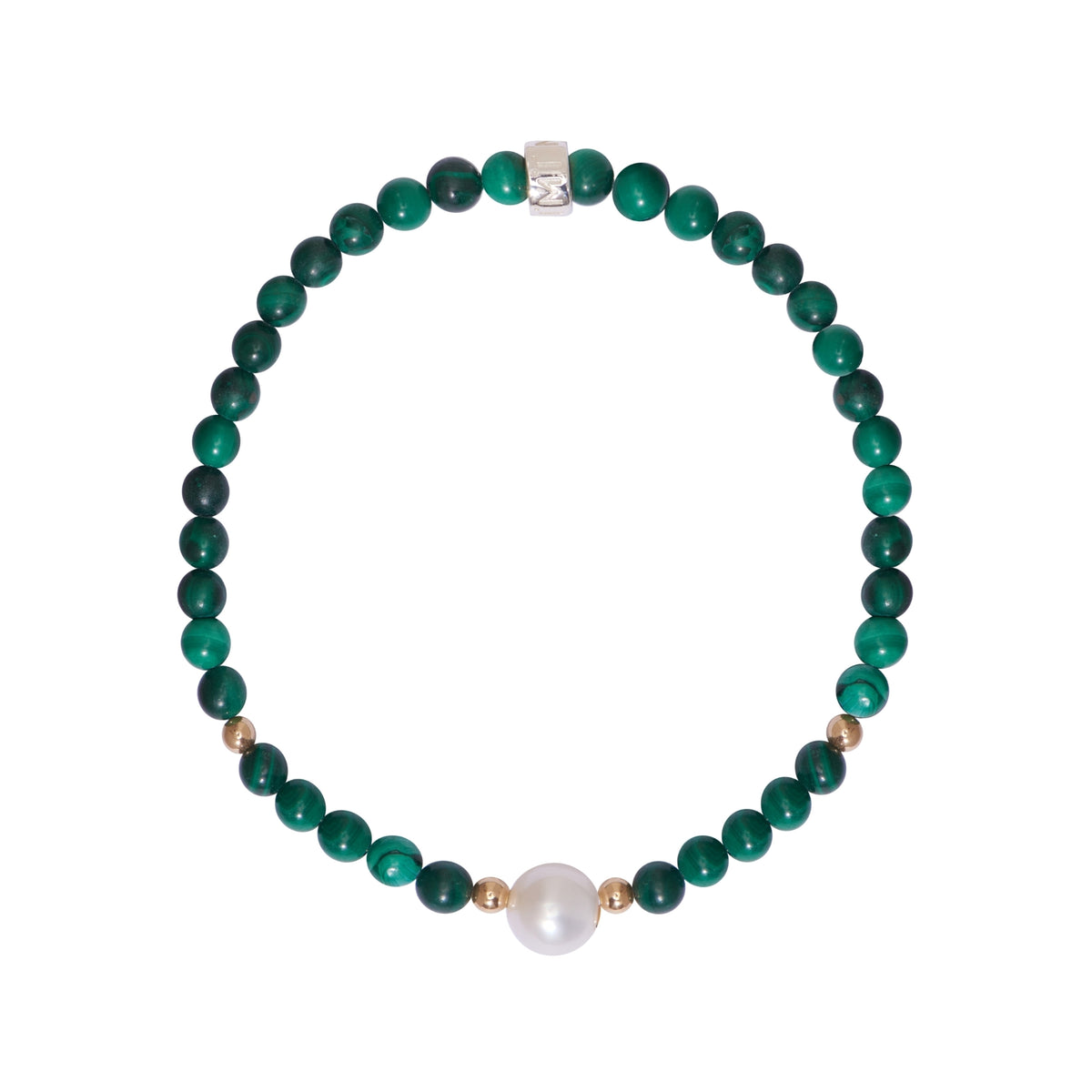 Bracciale perla bianca e malachite — MIMÍ Milano