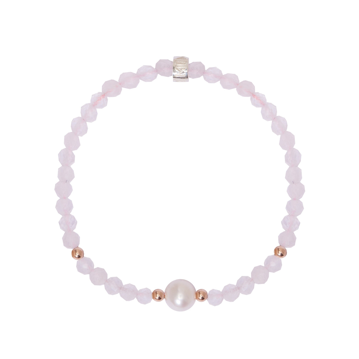 Bracciale perla bianca e quarzo rosa — MIMÍ Milano