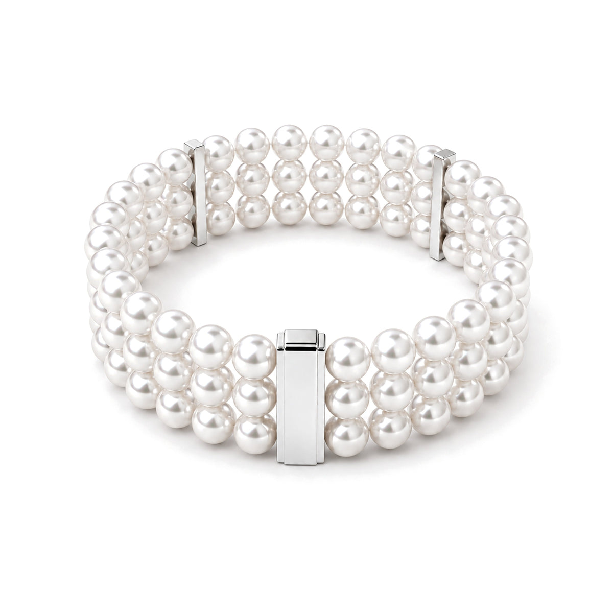 Trittico bracelet with white Akoya pearls — MIMÍ Milano