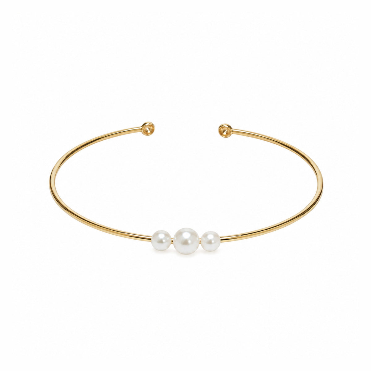 Bracciale bangle MIMÍ Milano in oro giallo 9k con 2 perle Freshwater bianche 4-6,5 mm