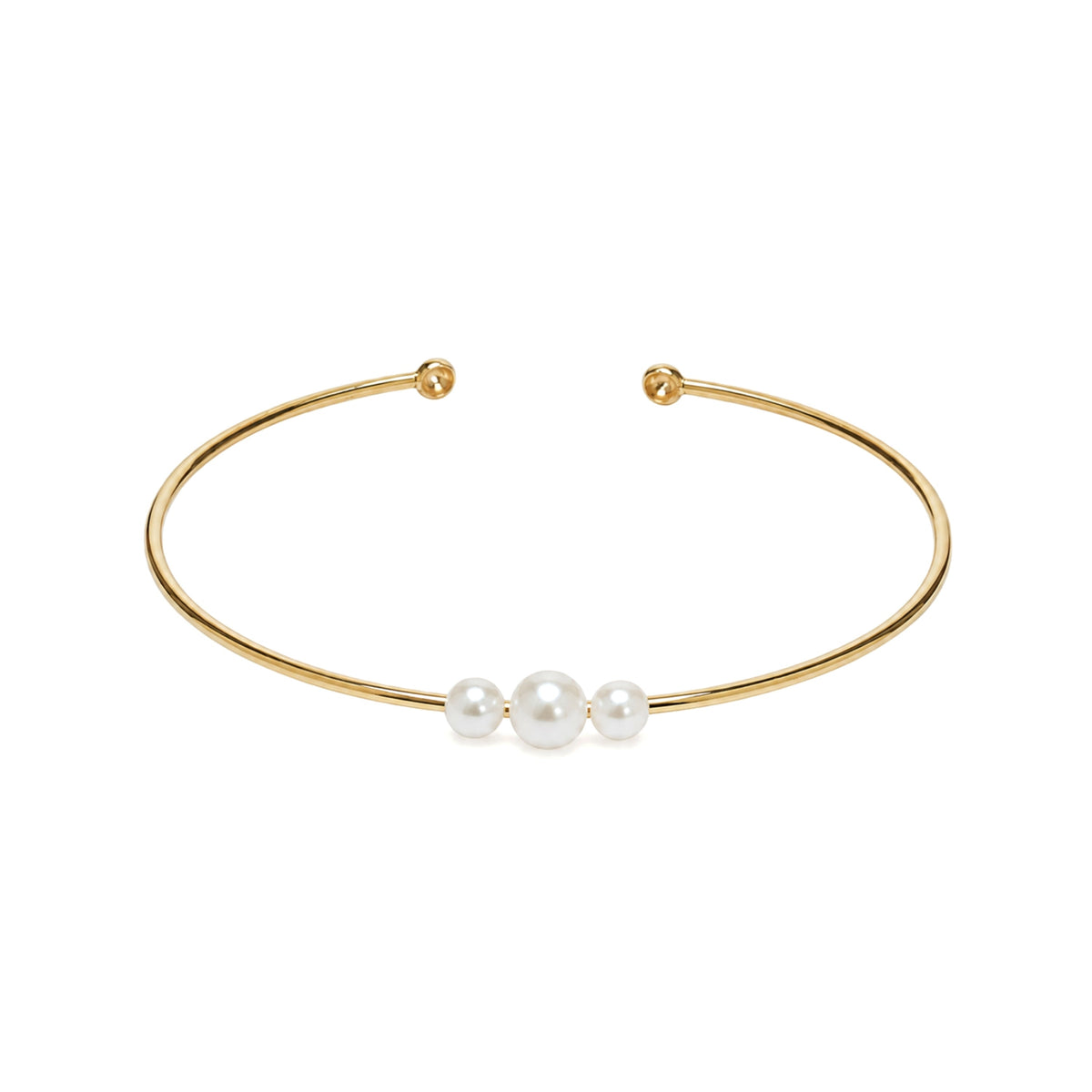 Bracciale Bangle due perle bianche — MIMÍ Milano
