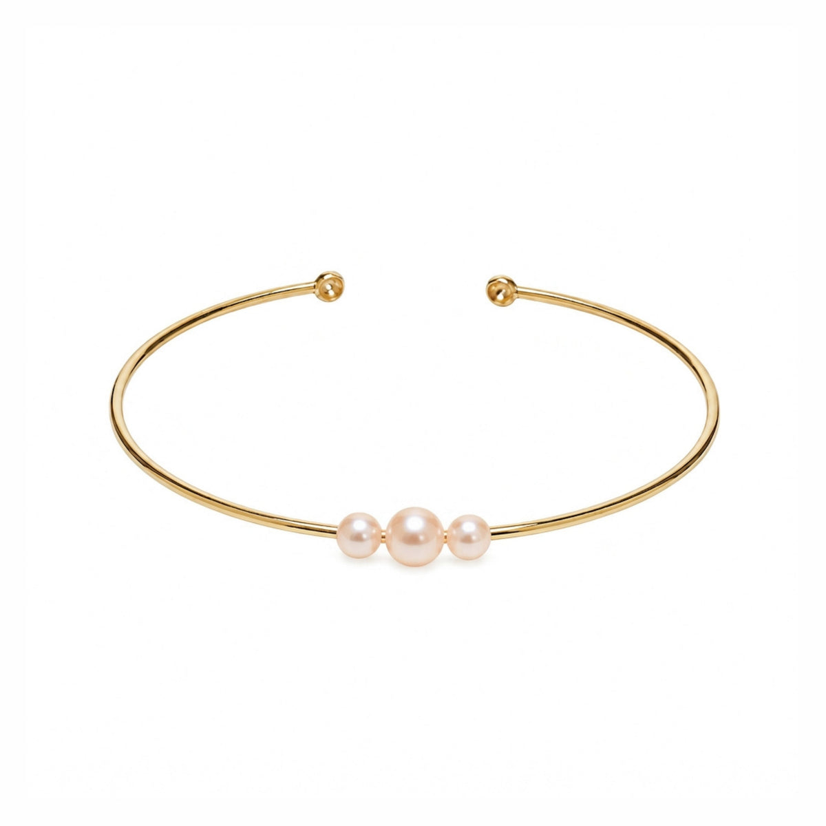 Bracciale bangle MIMÍ Milano in oro giallo 9k con 2 perle Freshwater rosa 4-6,5 mm