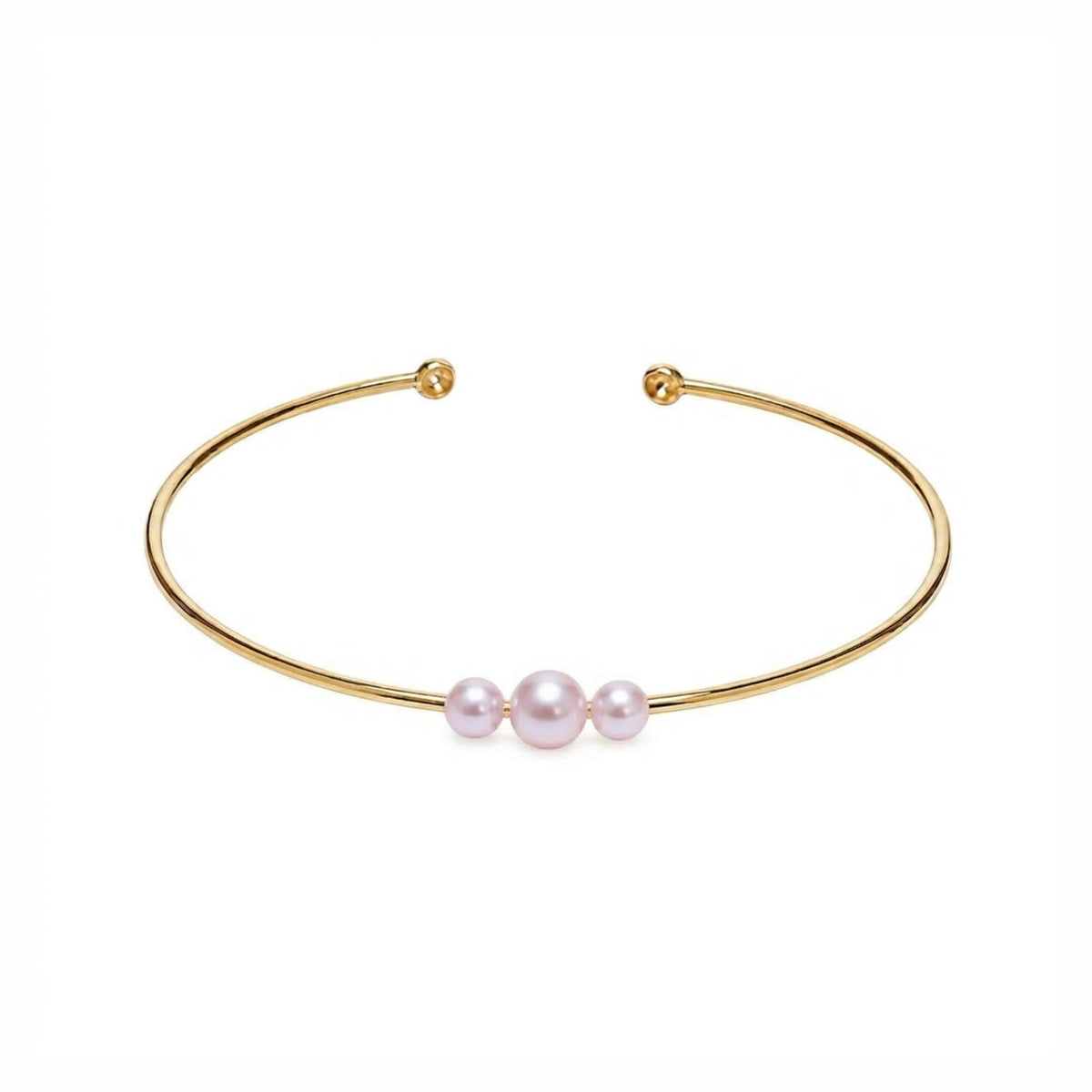Bracciale bangle MIMÍ Milano in oro giallo 9k con 2 perle Freshwater viola 4-6,5 mm