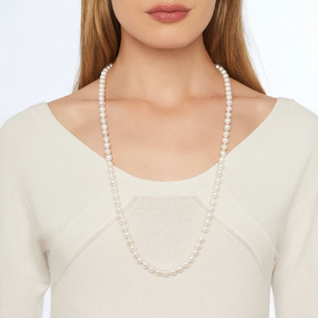 MIMI Collana Classica con Perle Bianche Freshwater 80 cm