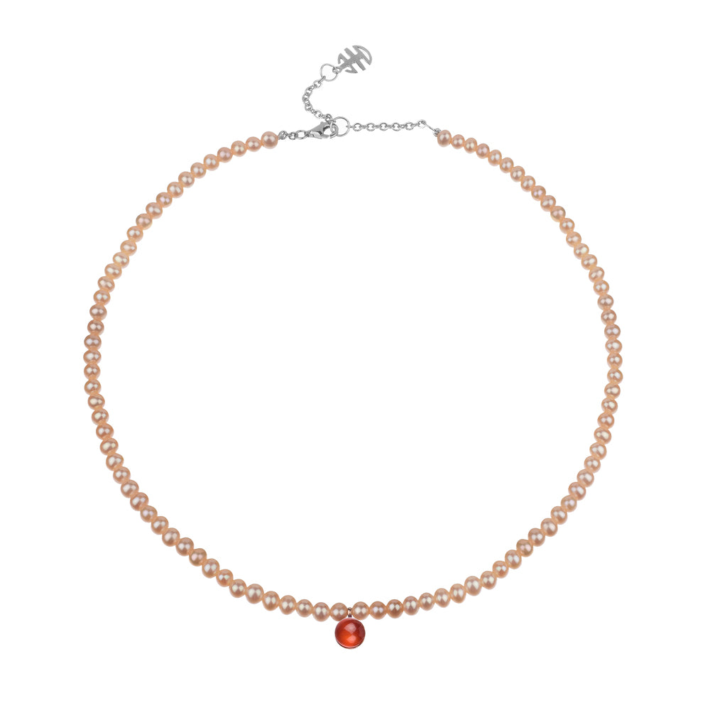 MIMI Collana di perle Zabette con doppietta arancione