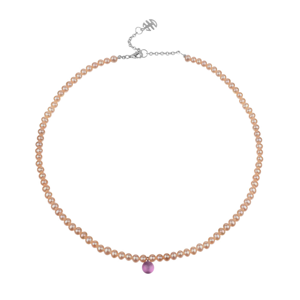 MIMI Collana di perle Zabette con doppietta rosa