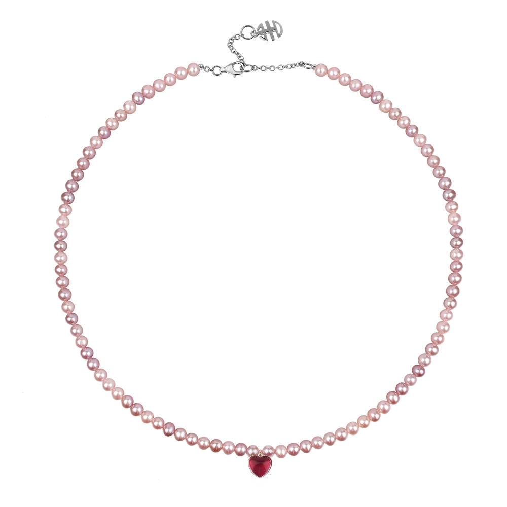 Collana Zabette Cuore rosso in madreperla
