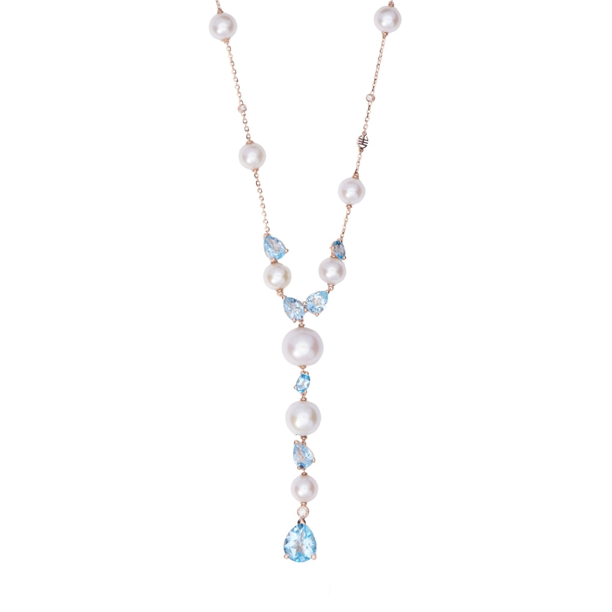 MIMI MILANO Collana Cocktail con topazio azzurro, perle South Sea e diamanti