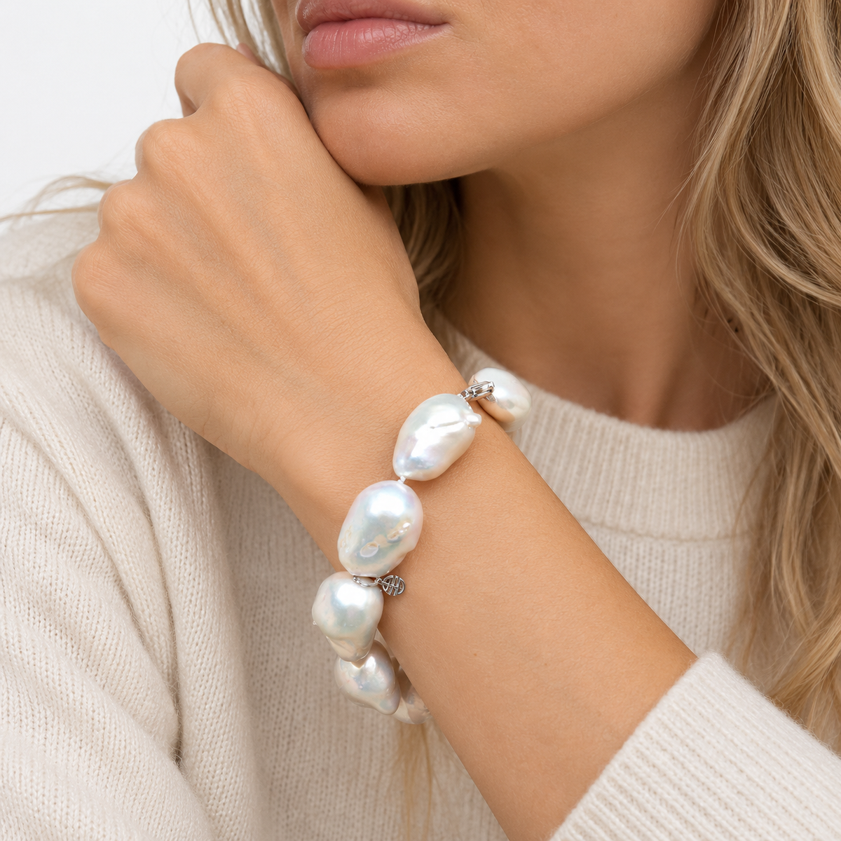 Armband Barockperlen Weiß