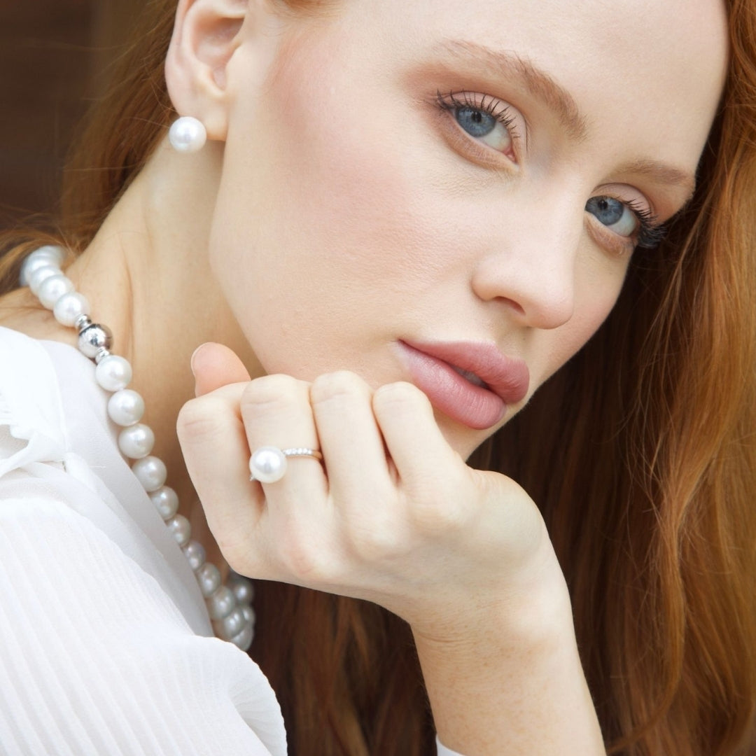 Orecchini punto luce perle south sea bianche