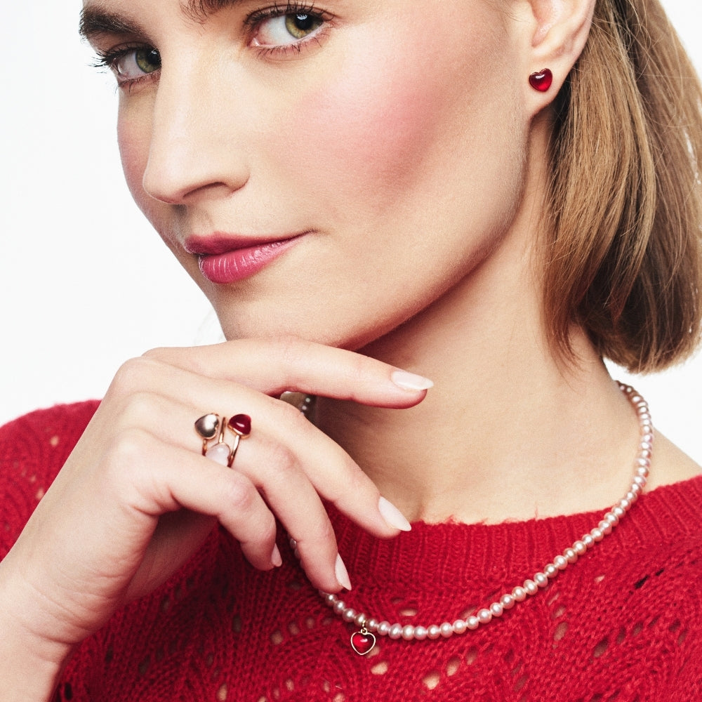 Collana Zabette Cuore rosso in madreperla